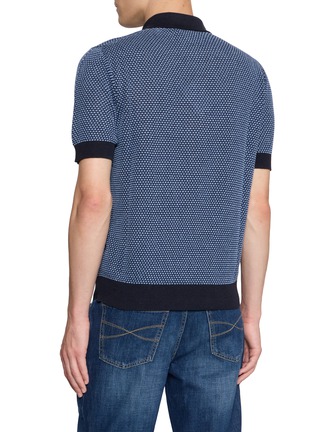 Back View - Click To Enlarge - PIACENZA 1733 - Quarter Zip Knit Silk Linen Polo Shirt