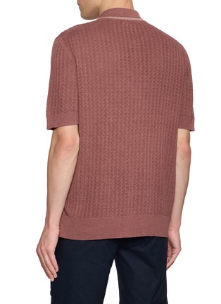 Back View - Click To Enlarge - PIACENZA 1733 - Contrast Trim Silk Linen Polo Shirt