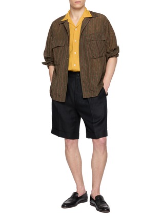 Figure View - Click To Enlarge - TOMORROWLAND - Back Belt Pleated Linen Shorts