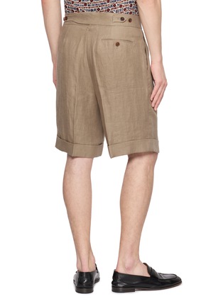 Back View - Click To Enlarge - TOMORROWLAND - Back Belt Pleated Linen Shorts