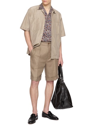 Figure View - Click To Enlarge - TOMORROWLAND - Back Belt Pleated Linen Shorts
