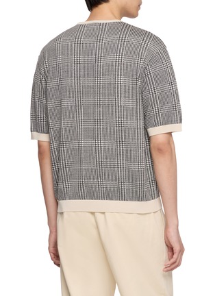 Back View - Click To Enlarge - TOMORROWLAND - Checked Contrast-Rib Half-Sleeve Knit Tee