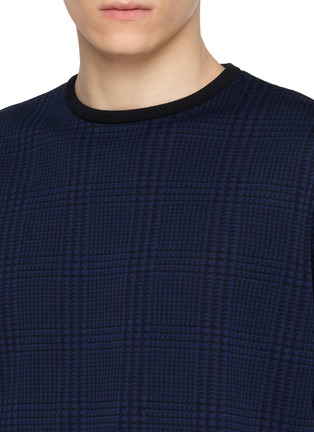  - TOMORROWLAND - Checked Contrast-Rib Half-Sleeve Knit Tee