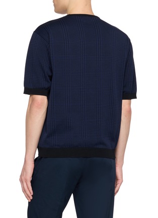 Back View - Click To Enlarge - TOMORROWLAND - Checked Contrast-Rib Half-Sleeve Knit Tee