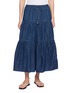 MO&CO. Drawstring Waistband Tiered Denim Skirt