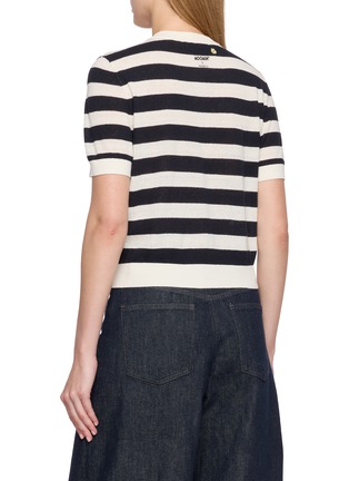 Back View - Click To Enlarge - MO&CO. - X MOOMIN Short Sleeve Jacquard Striped Knit Cardigan