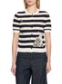 MO&CO. X MOOMIN Short Sleeve Jacquard Striped Knit Cardigan