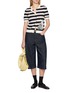 Figure View - Click To Enlarge - MO&CO. - X MOOMIN Short Sleeve Jacquard Striped Knit Cardigan