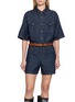 MO&CO. Belted Denim Jumpsuit
