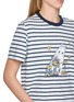  - MO&CO. - Graphic Printed Striped Cotton T-shirt