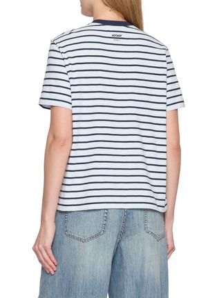 Back View - Click To Enlarge - MO&CO. - Graphic Printed Striped Cotton T-shirt