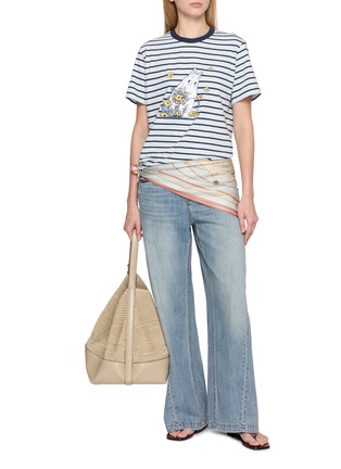 Figure View - Click To Enlarge - MO&CO. - Graphic Printed Striped Cotton T-shirt