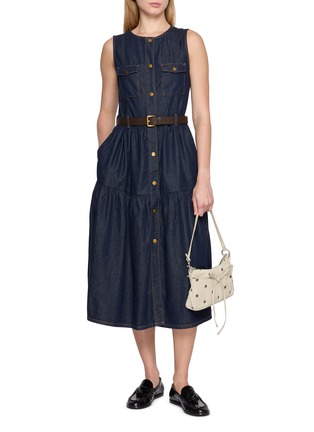 Figure View - Click To Enlarge - MO&CO. - Belted Denim Dress
