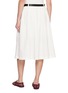 Back View - Click To Enlarge - MO&CO. - Include Belted A-line Cotton Blend Skirt
