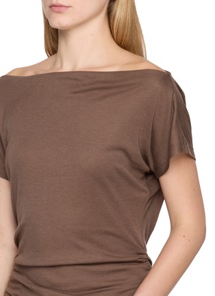 - MO&CO. - Tie Back Ruched Silk Blend Top
