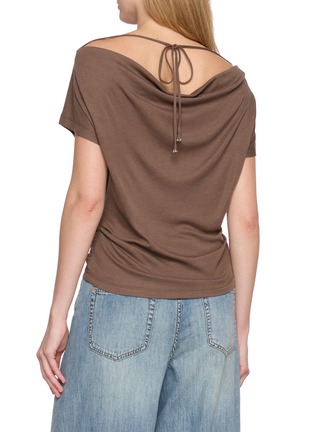Back View - Click To Enlarge - MO&CO. - Tie Back Ruched Silk Blend Top