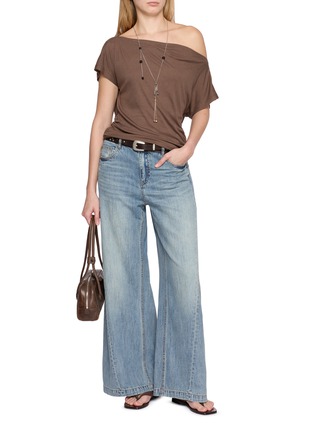 Figure View - Click To Enlarge - MO&CO. - Tie Back Ruched Silk Blend Top