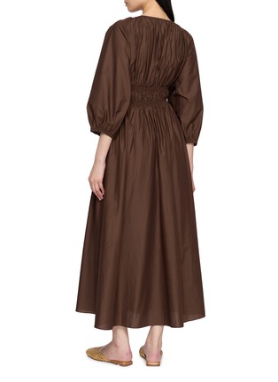 Back View - Click To Enlarge - MATTEAU - Shirred Plunge Cotton Midi Dress