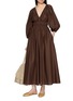 Figure View - Click To Enlarge - MATTEAU - Shirred Plunge Cotton Midi Dress