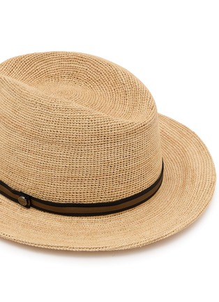 Detail View - Click To Enlarge - BORSALINO - Striped Ribbon Trim Raffia Hat
