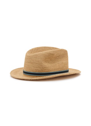 Figure View - Click To Enlarge - BORSALINO - Striped Ribbon Trim Raffia Hat