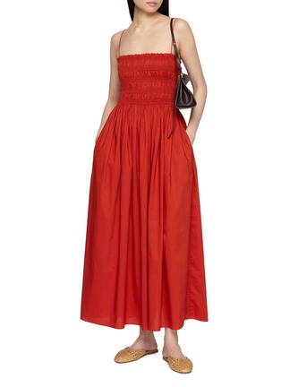Figure View - Click To Enlarge - MATTEAU - Shirred Bodice Cotton Maxi Dress