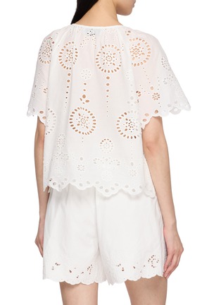 Back View - Click To Enlarge - MATTEAU - Short Sleeve Floral Broderie Cotton Blouse