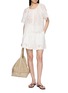 Figure View - Click To Enlarge - MATTEAU - Short Sleeve Floral Broderie Cotton Blouse
