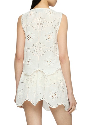 Back View - Click To Enlarge - MATTEAU - Broderie Open Tie Front Cotton Blouse