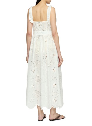 Back View - Click To Enlarge - MATTEAU - Broderie Shoulder Tie Cotton Midi Dress