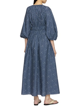Back View - Click To Enlarge - MATTEAU - Shirred Plunge Cotton Midi Dress