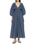 MATTEAU Shirred Plunge Cotton Midi Dress