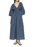 Figure View - Click To Enlarge - MATTEAU - Shirred Plunge Cotton Midi Dress