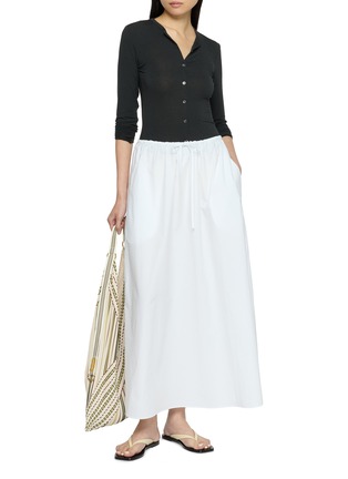Figure View - Click To Enlarge - MATTEAU - Drawcord Cotton Midi Skirt