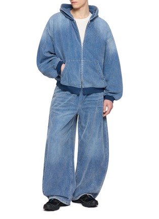 Figure View - Click To Enlarge - ALEXANDERWANG - Oversized Brushed Denim Hoodie