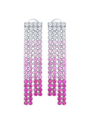 Detail View - Click To Enlarge - LC COLLECTION JEWELLERY - 18K White Gold Diamond Pink Sapphire Drop Earrings