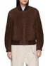 VALSTAR Single Breasted Vintage Suede Leather Cropped Bomber Jacket