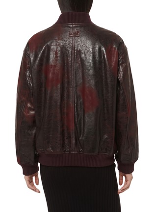 Back View - Click To Enlarge - VALSTAR - Oversized Craquelé Leather Bomber Jacket