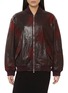 Main View - Click To Enlarge - VALSTAR - Oversized Craquelé Leather Bomber Jacket