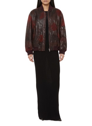 Figure View - Click To Enlarge - VALSTAR - Oversized Craquelé Leather Bomber Jacket
