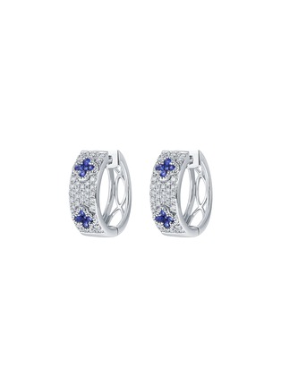 Detail View - Click To Enlarge - LC COLLECTION JEWELLERY - 18K White Gold Diamond Blue Sapphire Earrings