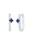 Detail View - Click To Enlarge - LC COLLECTION JEWELLERY - Clover 18K White Gold Diamond Blue Sapphire Hoop Earrings