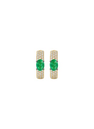 Detail View - Click To Enlarge - LC COLLECTION JEWELLERY - 18K Gold Diamond Emerald Hoop Earrings