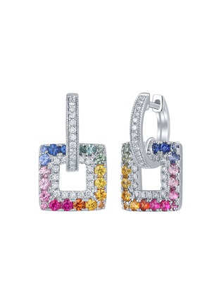 Detail View - Click To Enlarge - LC COLLECTION JEWELLERY - 18K White Gold Diamond Multi Sapphire Ruby Earrings