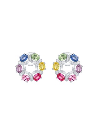 Detail View - Click To Enlarge - LC COLLECTION JEWELLERY - 18K White Gold Diamond Multi Sapphire Ruby Earrings