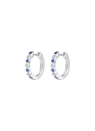 Detail View - Click To Enlarge - LC COLLECTION JEWELLERY - 18K White Gold Diamond Blue Sapphire Earrings