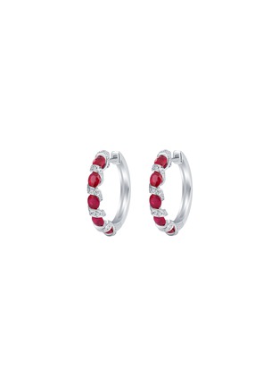 Detail View - Click To Enlarge - LC COLLECTION JEWELLERY - 18K White Gold Diamond Ruby Earrings