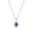 LC COLLECTION JEWELLERY 18K White Gold Diamond Blue Sapphire Pendant Necklace