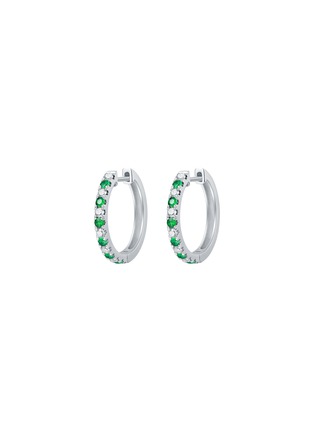 Detail View - Click To Enlarge - LC COLLECTION JEWELLERY - 18K White Gold Diamond Emerald Earrings