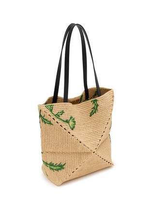 Detail View - Click To Enlarge - LOEWE x PAULA's IBIZA - Puzzle Fold Raffia Leather Tote Bag